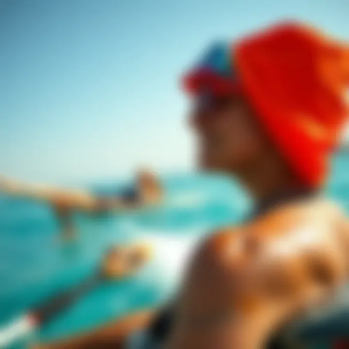 Person enjoying water activities while protected from the sun