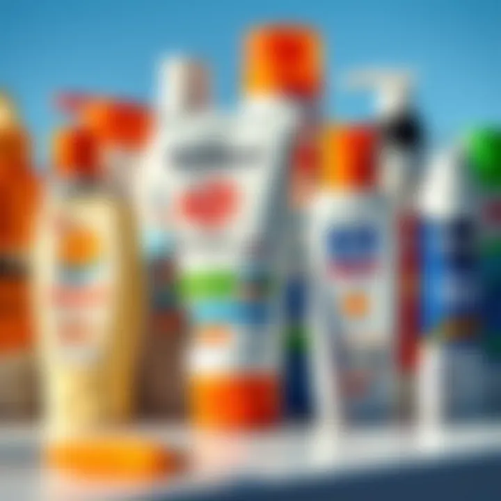 Variety of sunblock products on display