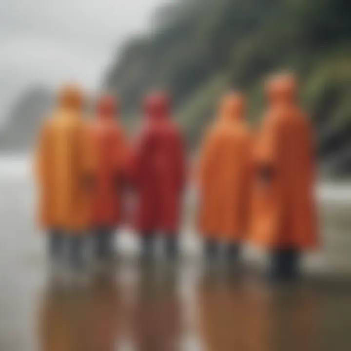 Group of watersports enthusiasts wearing Mystic Changing Ponchos