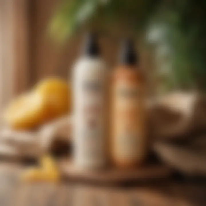 An array of natural ingredients found in Sun Bum Curls and Waves Conditioner displayed on a wooden surface