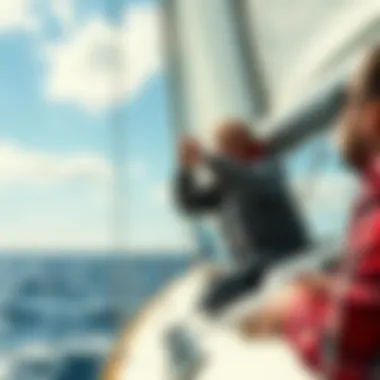 Mastering the Art of Sailing Sailor adjusting sails against the wind