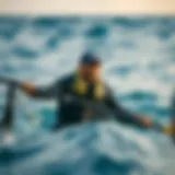 A Reef Deckhand in Action Reef deckhand navigating through water