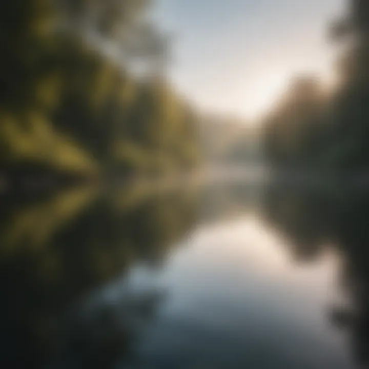 A serene lake reflecting the sky