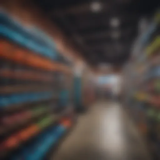 Vibrant display of water sports equipment in a retail store