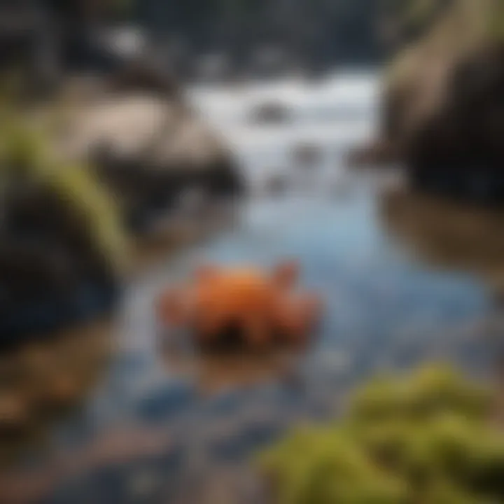 Diverse marine life thriving in rocky tide pools along the Northern California coast