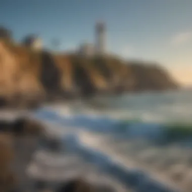Lighthouse on the Coast Historical lighthouse standing tall on a rugged Northern California coastline