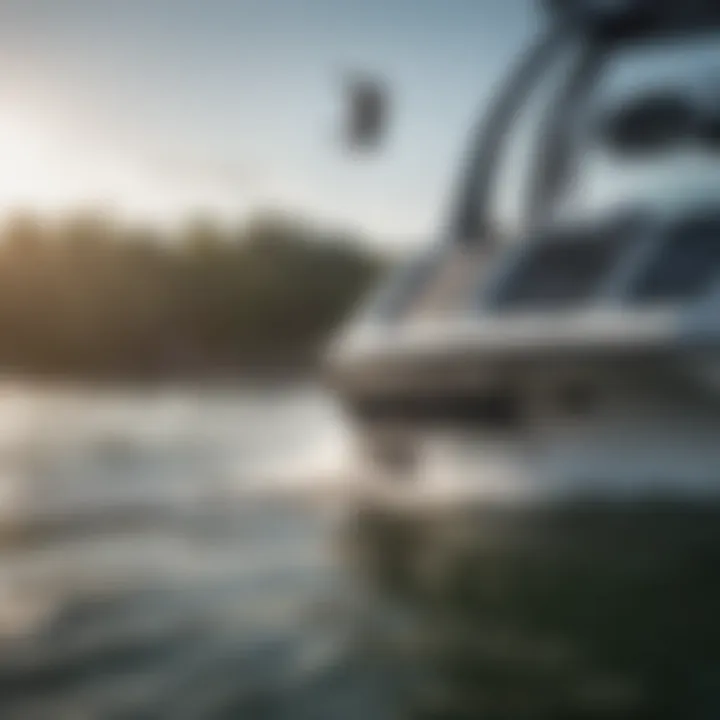 Close-up of durable wakeboard tower speakers in action