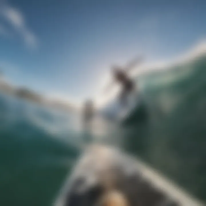 A surfer capturing breathtaking waves with a GoPro on their surfboard.