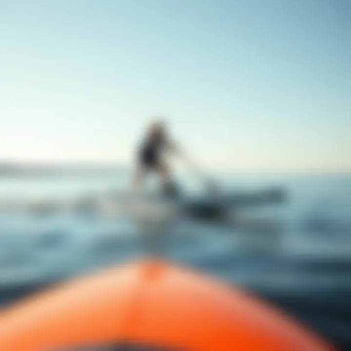 Electric Motor Paddle Board in Action Electric motor paddle board gliding through calm waters