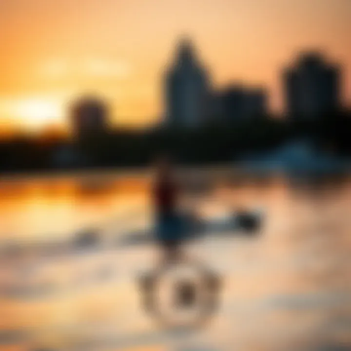 Serene sunset paddleboarding on Lady Bird Lake