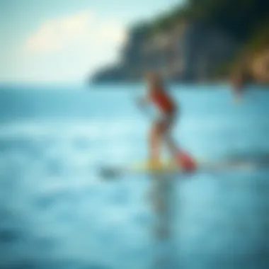 Achieving Balance on Paddle Boards Paddler demonstrating balance on average size board