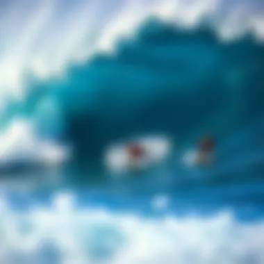 Dynamic Waves and Surfers at Pipeline Close-up of waves crashing at Pipeline with surfers in action