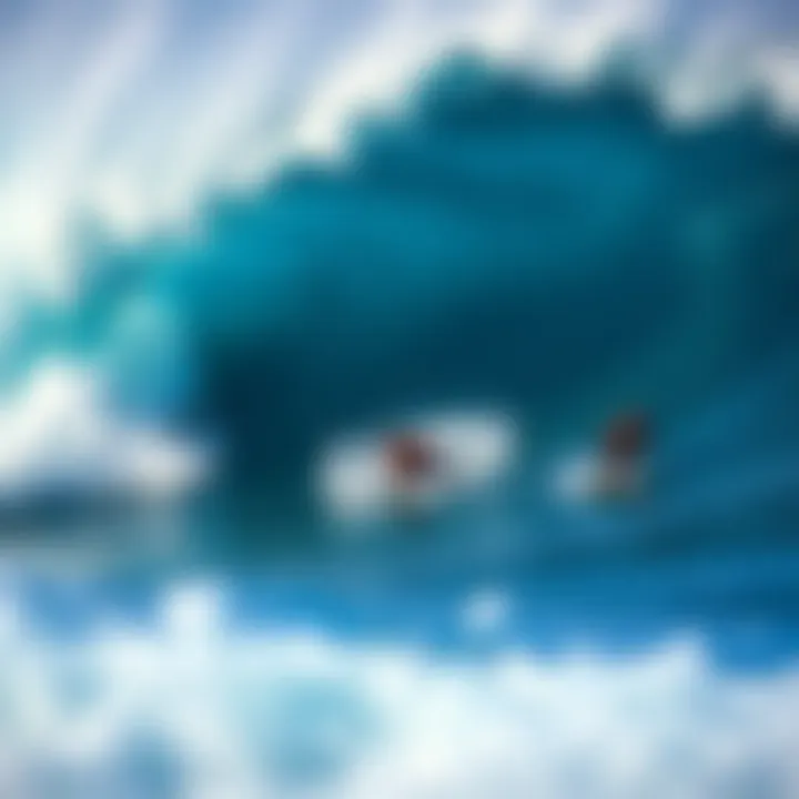 Dynamic Waves and Surfers at Pipeline Close-up of waves crashing at Pipeline with surfers in action