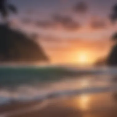 A breathtaking view of a surf beach at sunset