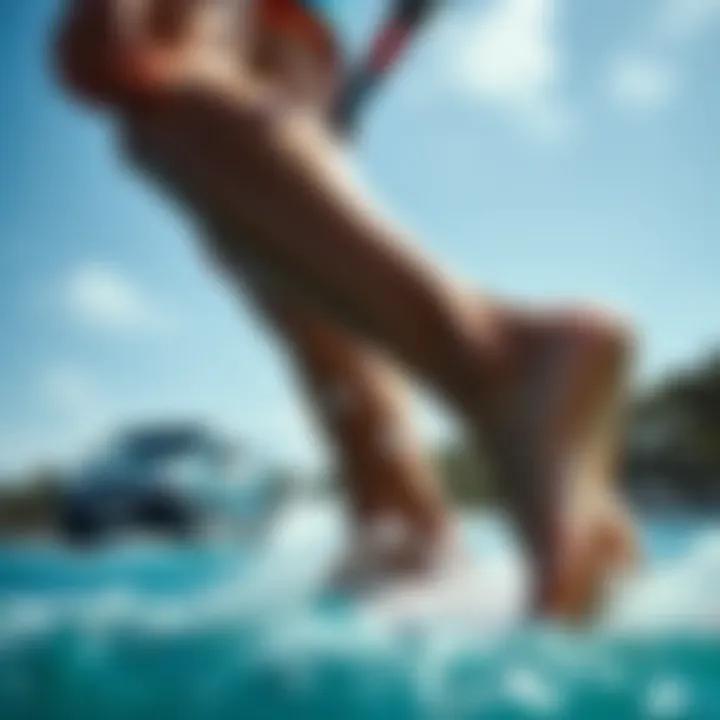 Dynamic watersport activity showcasing calf muscle engagement