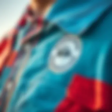 Detail of Quiksilver Shirt Design Close-up of the unique design elements of a Quiksilver collared shirt, showcasing fabric texture and logo.