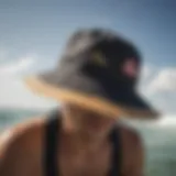 Quiksilver sun hat in a dynamic watersport setting