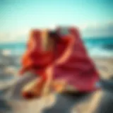 Stylish Rusty Boardshorts on the Beach Vibrant rusty boardshorts displayed on a sandy beach