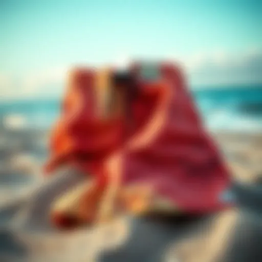 Stylish Rusty Boardshorts on the Beach Vibrant rusty boardshorts displayed on a sandy beach