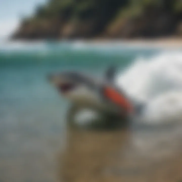 Innovative Sharkbanz leash in action during a surf session