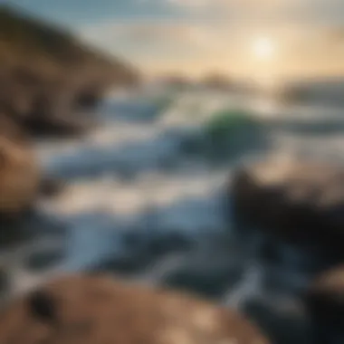 Close-up of ocean waves creating a calming rhythm on the rocks