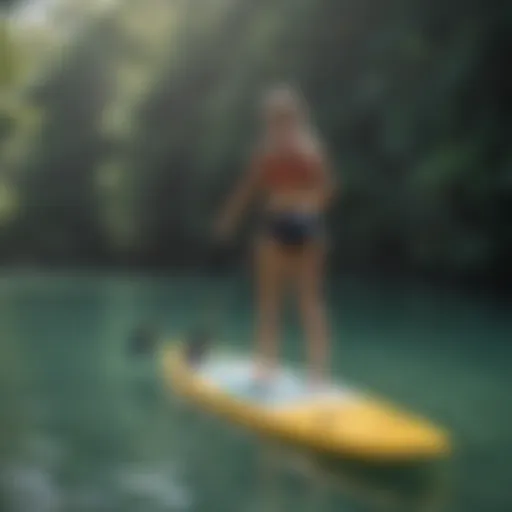 A beginner-friendly paddle board on calm waters