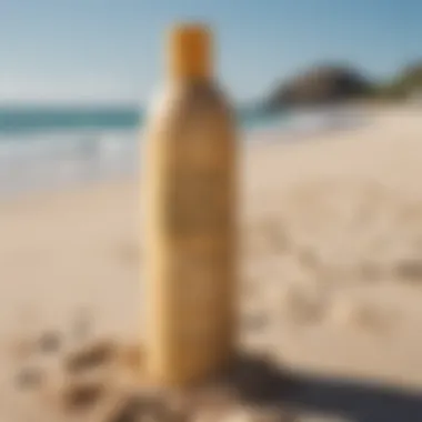 Sun Bum Blonde Conditioner bottle on a beach