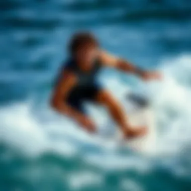Surfer enjoying waves with clear skin protection