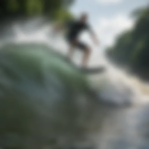 Surfer riding a wave on the Amazon River