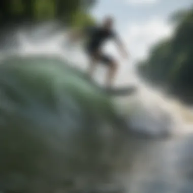 Experience the Thrill of River Surfing Surfer riding a wave on the Amazon River