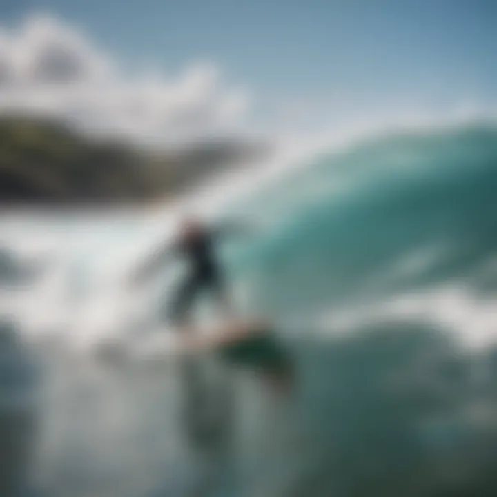 A surfer using a Tuflite board on a wave