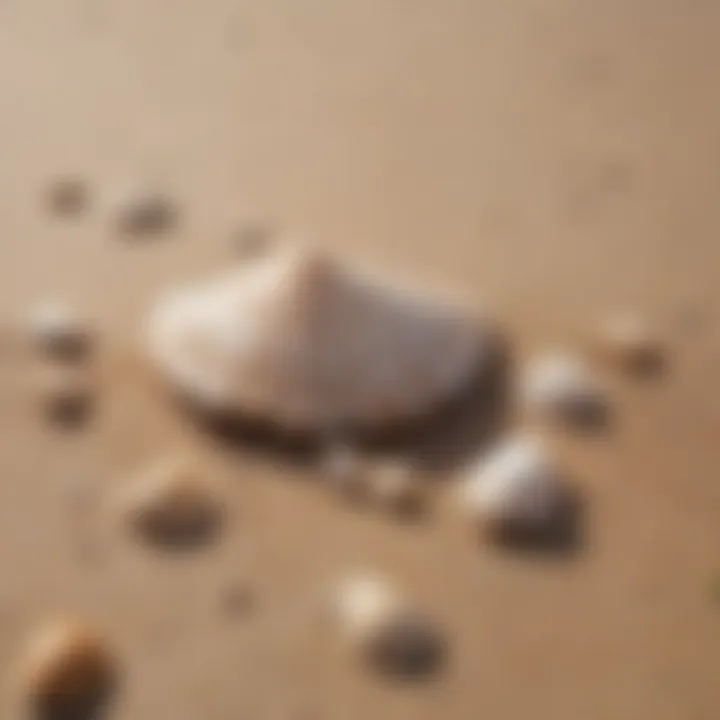 Close-up of a sandy beach with seashells