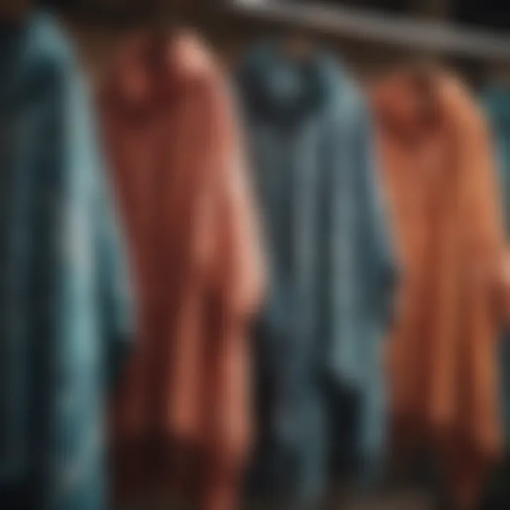 A variety of beach ponchos displayed on a rack showcasing different styles