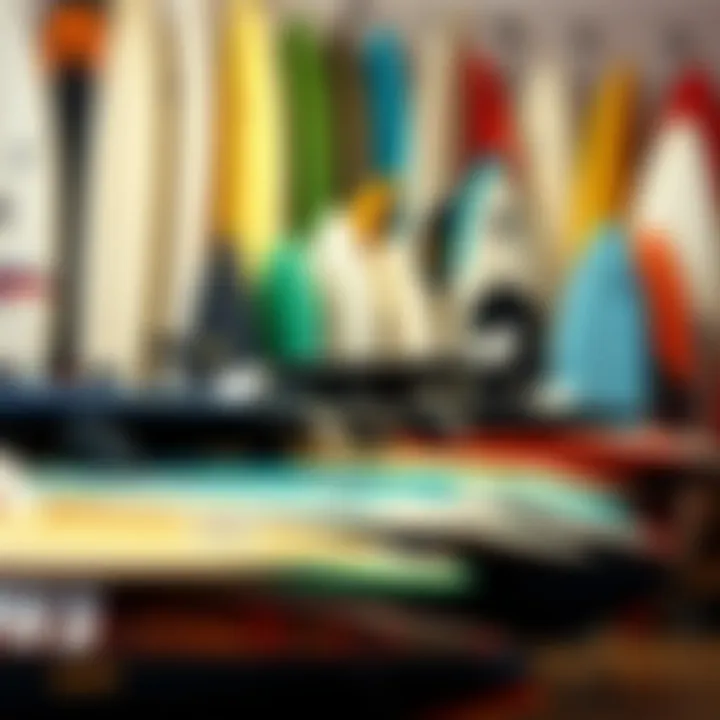 An array of used surfboards displayed for sale online