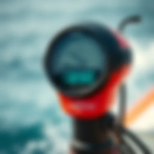 Digital Anemometer in Action Close-up of a digital anemometer displaying wind speed