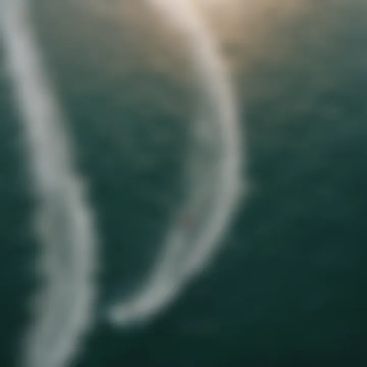 An aerial view of wind patterns affecting water surface