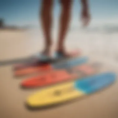 Variety of grip tape types for skimboarding Different types of grip tape displayed