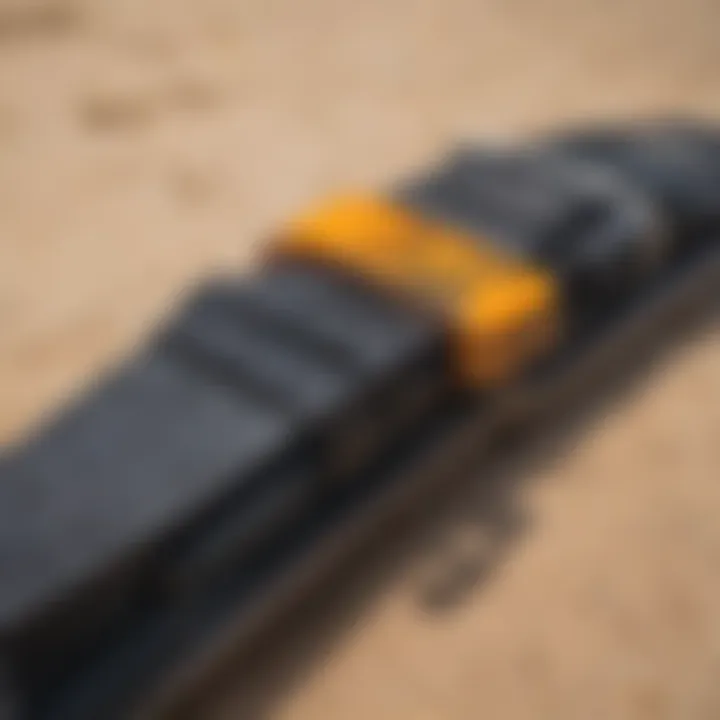 Close-up view of kitesurfing foot straps highlighting their design and structure