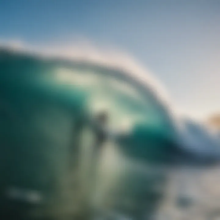 A surfer riding a large wave