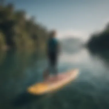 Exploring Different Paddle Board Lengths A variety of paddle boards with different lengths displayed on a serene water surface