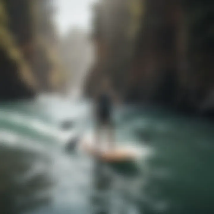 Paddleboarding in choppy conditions