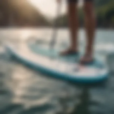 Close-up of paddleboard design features