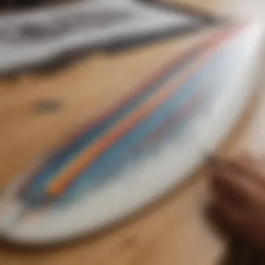 Innovative Surfboard Design Sketching A surfboard designer sketching innovative designs inspired by the latest trends.