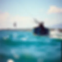 An aerial view of a prone foil board gliding over the water