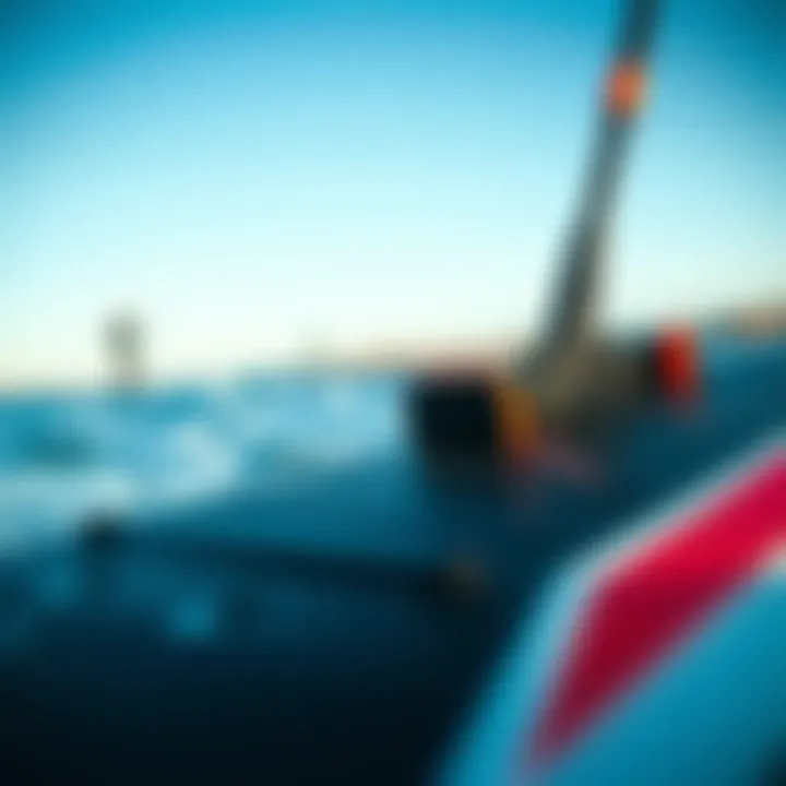 Design Elements of Prone Foil Boards Close-up of the design features of a prone foil board