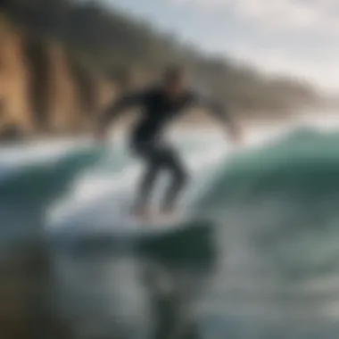 Surfer showcasing optimal use of surf weights in action