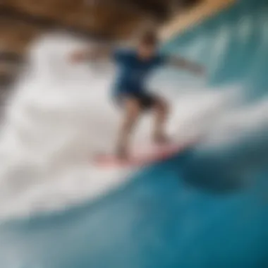 A dynamic view of the Flow Rider in action, showcasing the thrill of indoor surfing.