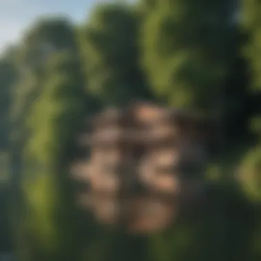 The Calm Facade of Water Bodies A tranquil lakeside view with shadows of towering trees