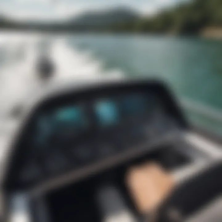 Close-up of innovative wake boat technology dashboard