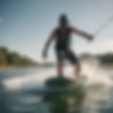 Action shot of watersports enthusiasts enjoying wakeboarding